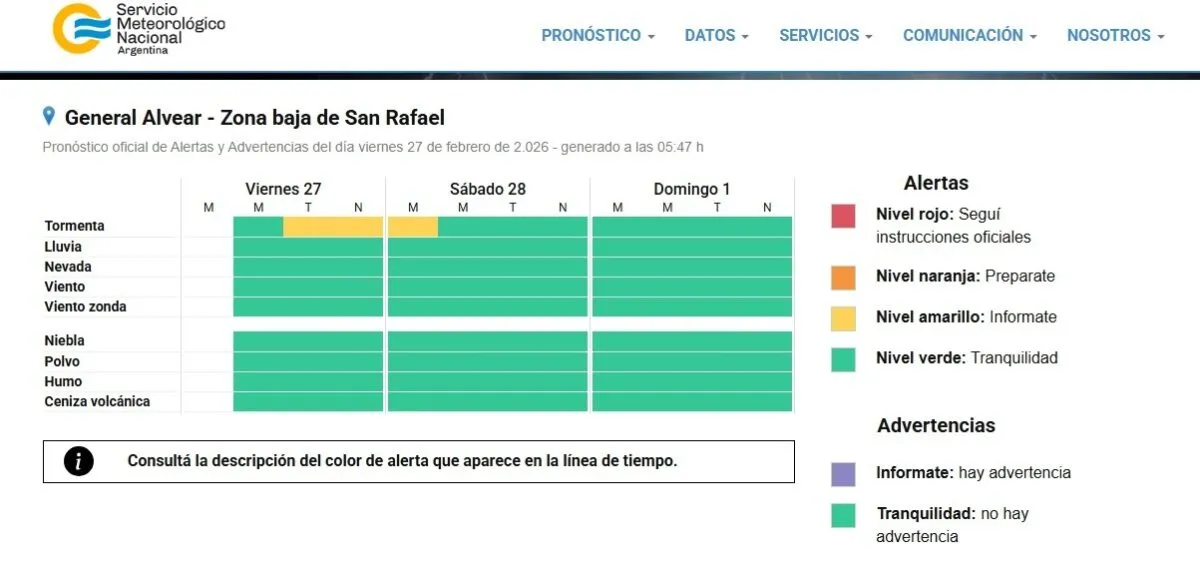 SMN emitió alerta amarilla por tormentas fuertes.