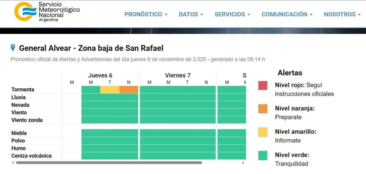 El SMN anunció que rige un alerta naranja por tormentas fuertes. El SMN anunció que rige un alerta naranja por tormentas fuertes.