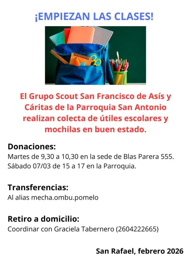 Colecta solidaria de útiles escolares