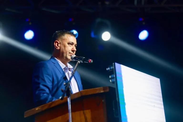 Germán Herrada durante su discurso en la Fiesta Nacional de la Ganadería.