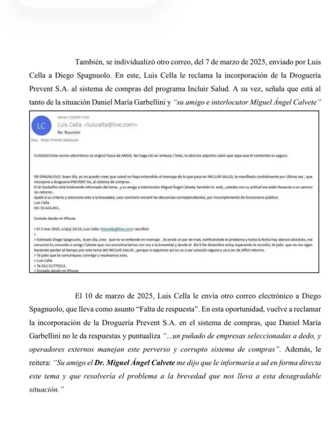 Corrupción en la ANDIS: documentación interna vinculada a los procesos de compra cuestionados.
