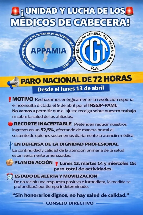 APPAMIA convocó al paro y advirtió sobre posibles nuevas medidas