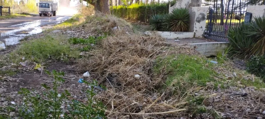 Acequia tapada en calle Lassa que generó el reclamo vecinal.
