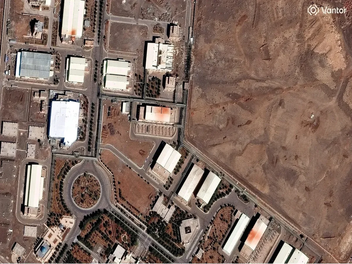 Vista satelital de la planta nuclear de Natanz tras los últimos ataques.