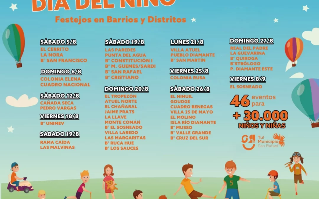 Habrá 46 festejos por el día del niño en San Rafael