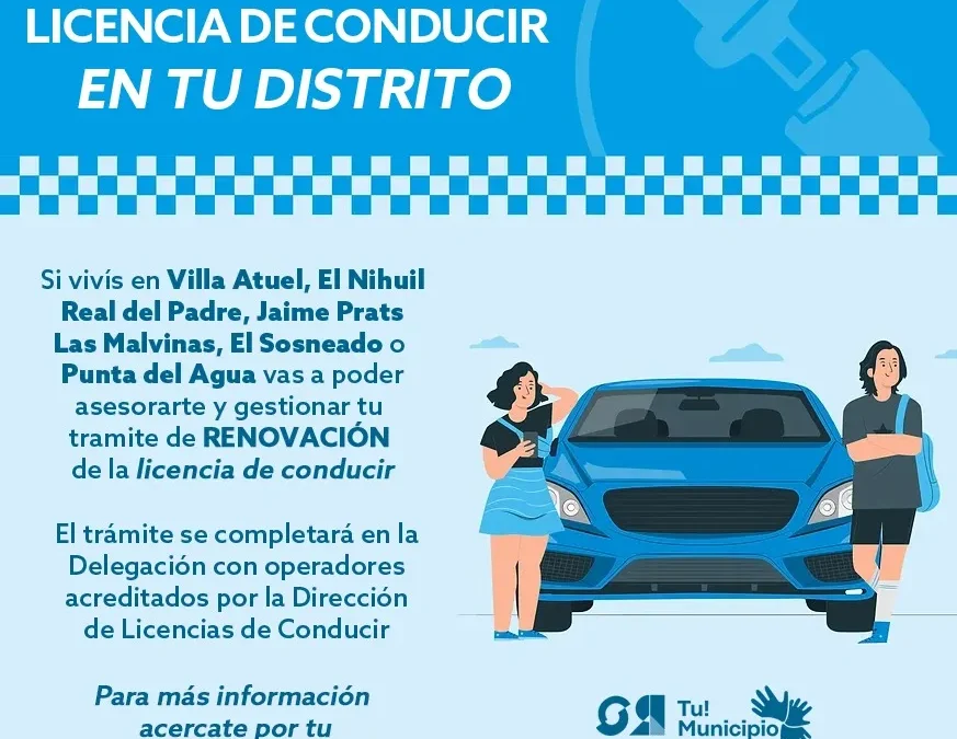 Se podrá renovar la licencia de conducir en varias delegaciones de los distritos