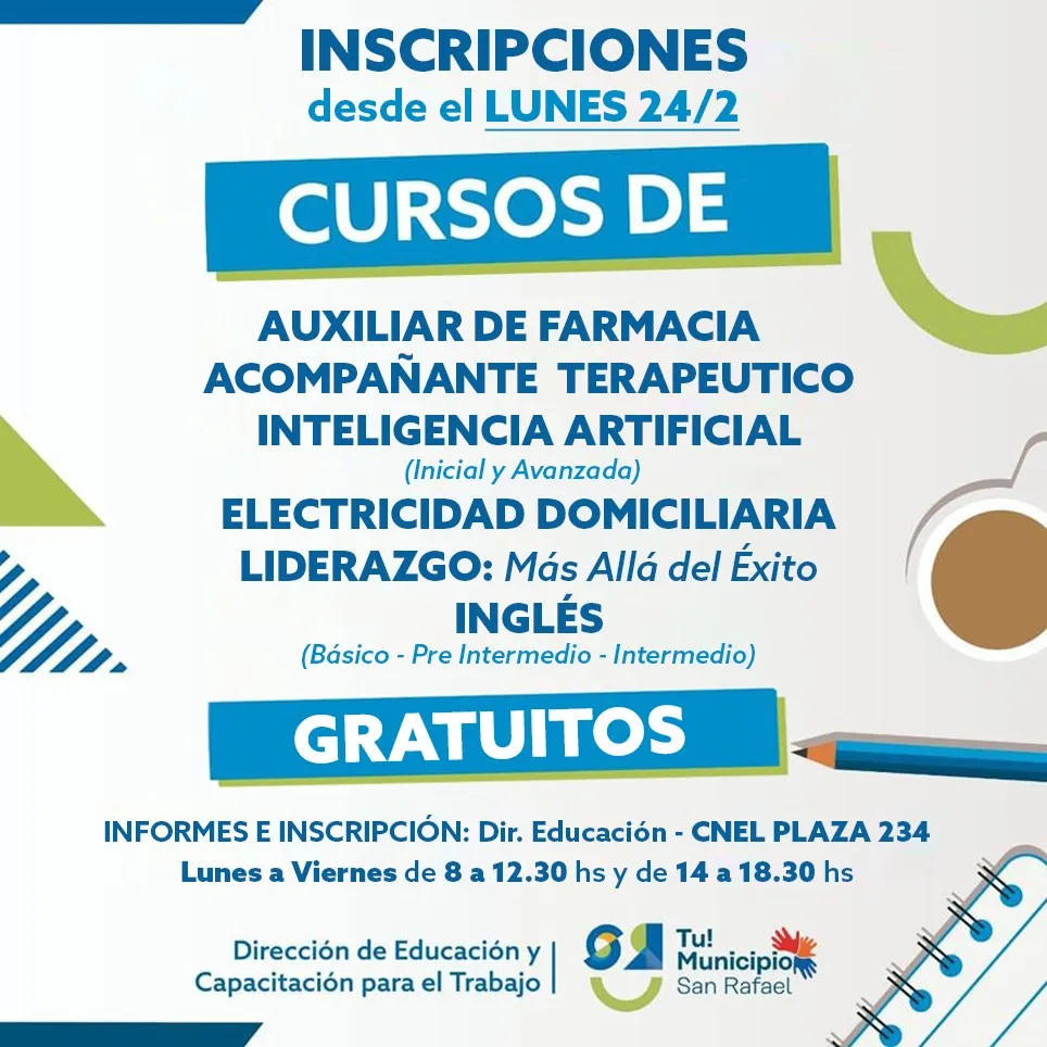 Inscripciones a los Cursos de auxiliar de Farmacia, Acompañante Terapéutico