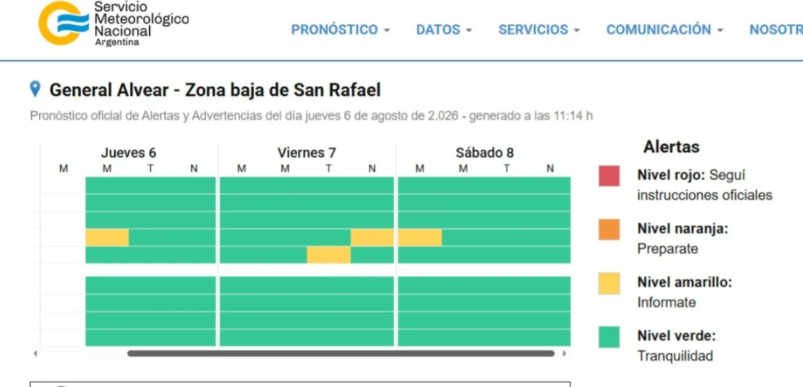 Recomiendan seguir las actualizaciones del Servicio Meteorológico Nacional. Recomiendan seguir las actualizaciones del Servicio Meteorológico Nacional.