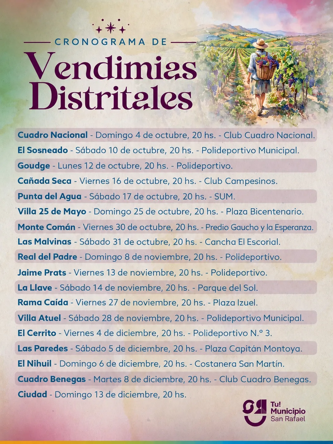 Calendario vendimial San Rafael
