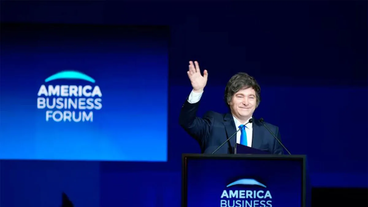 Javier Milei durante su discurso en el American Business Forum en Miami, su primera visita oficial a Estados Unidos. Javier Milei durante su discurso en el American Business Forum en Miami, su primera visita oficial a Estados Unidos.