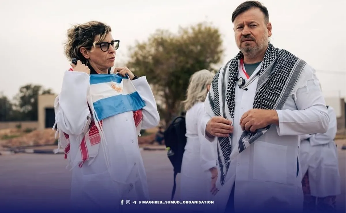 Paula Giménez y Lucas Aguilera integraban una misión humanitaria rumbo a Gaza. Imagen: NODAL