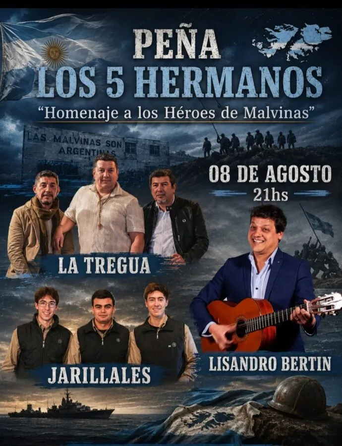La peña reunirá a familias, músicos y veteranos en un homenaje a quienes combatieron en Malvinas. La peña reunirá a familias, músicos y veteranos en un homenaje a quienes combatieron en Malvinas.