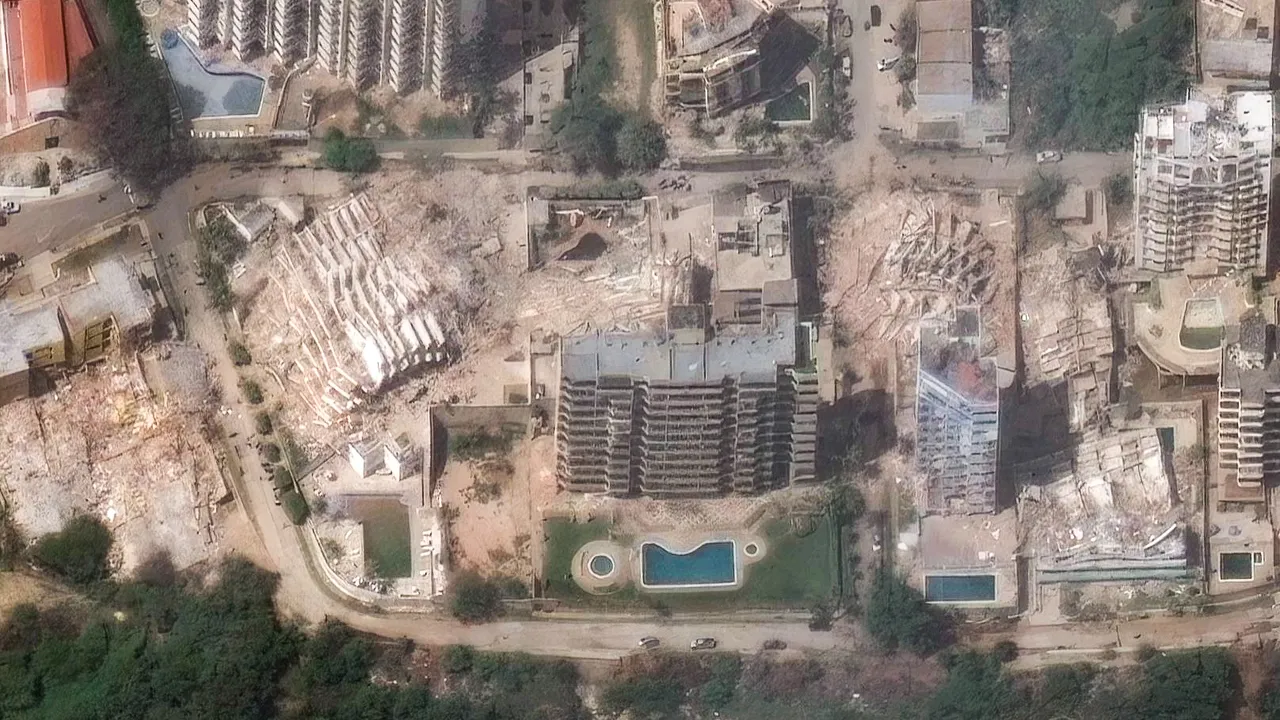Vista aérea de la devastación tras los sismos consecutivos. Vista aérea de la devastación tras los sismos consecutivos.
