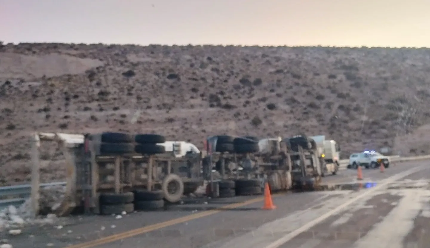 El camión volcó en el kilómetro 3097 de la Ruta Nacional 40.
